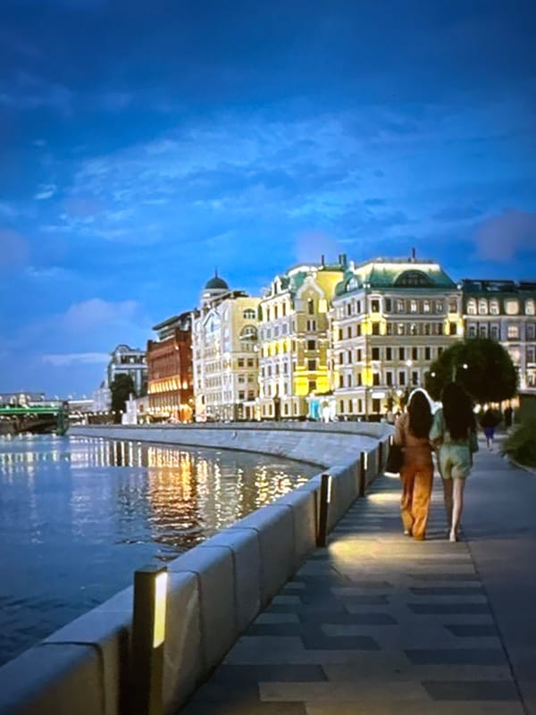 Evening stroll along Pori's waterfront promenade at dusk