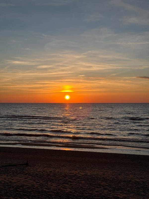 Sunset observed at Carnikava beach, Latvia Friday evening