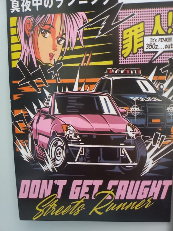 Anime car racing posters documented in Parvomay, Bulgaria