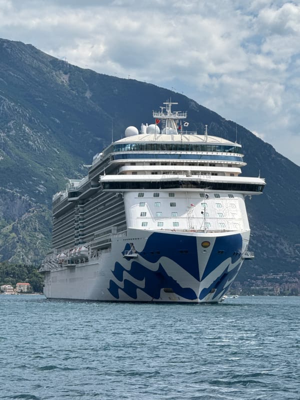 Princess cruise ship docks in Bay of Kotor, Montenegro