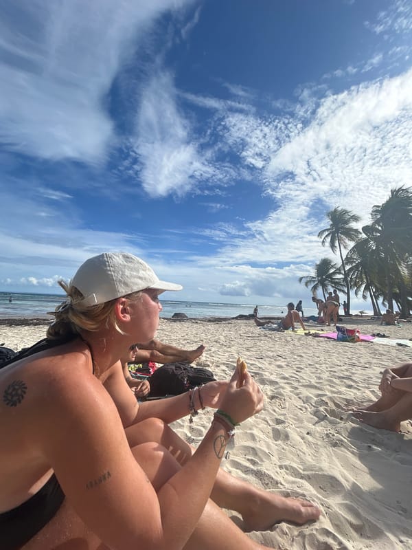 Beach day selfies and relaxation in Sainte-Anne, France