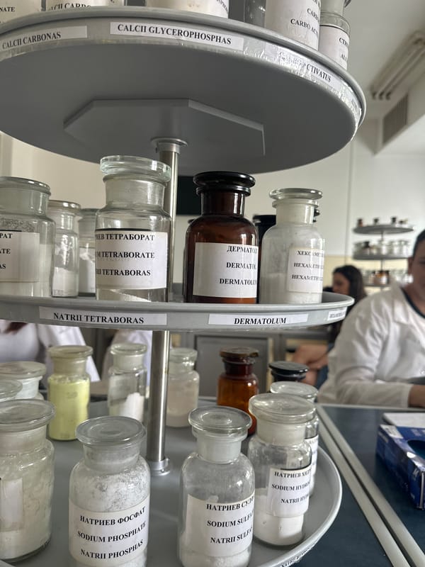 Educational facilities documented in Sofia showing laboratory and classroom activities