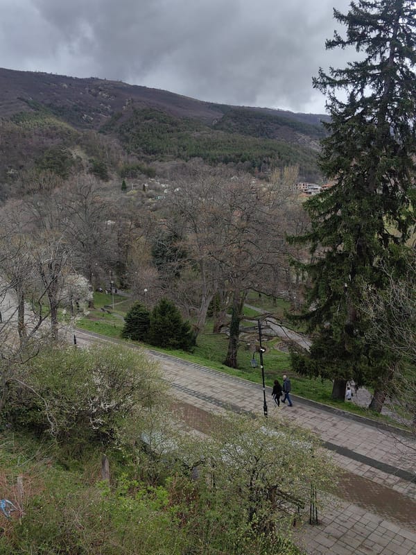 Spring park scenes documented in Karlovo, Bulgaria