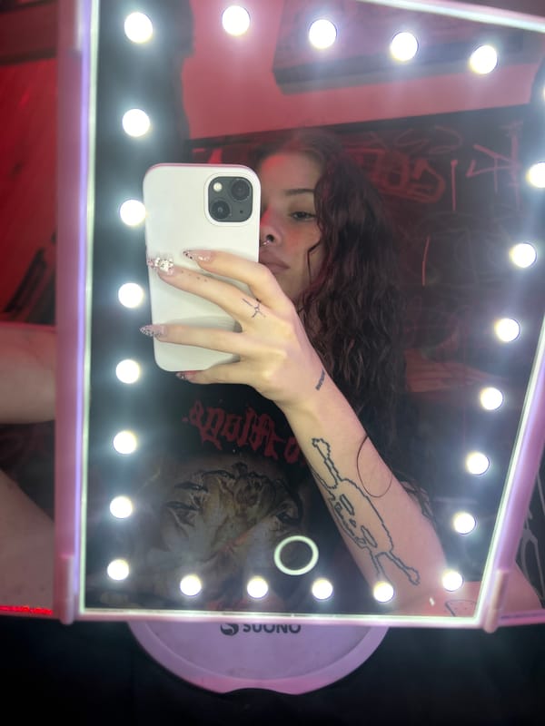 Person takes selfies in LED mirror in Buenos Aires