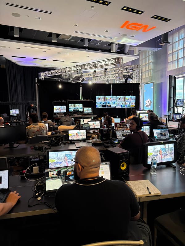 Live broadcast control room in full production mode
