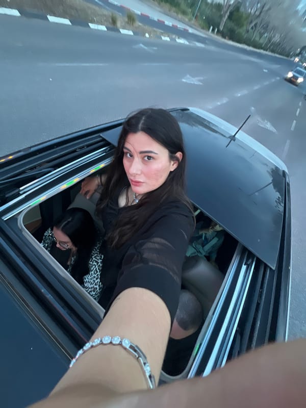 Sunroof selfie captured in Haifa shows two passengers
