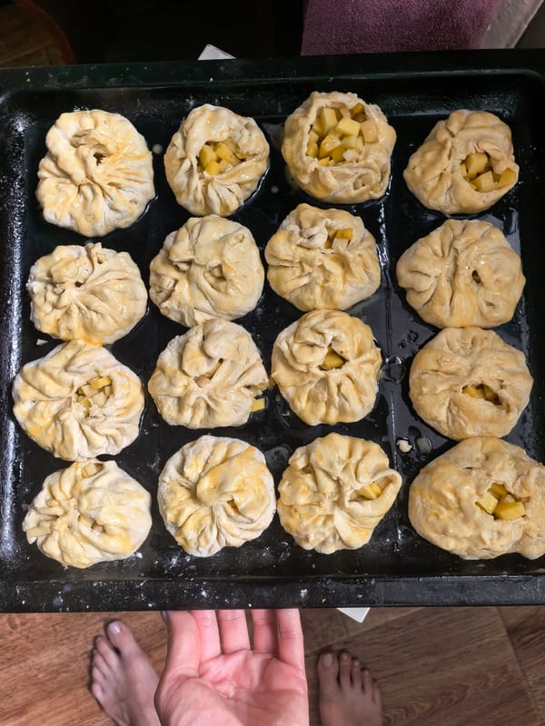 Home baker prepares fruit pastries in Sterlitamak, Russia