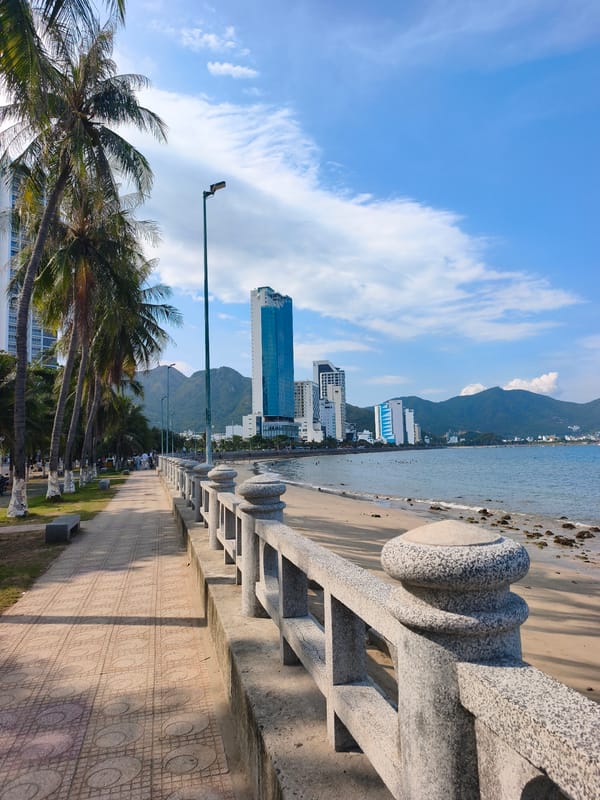 Morning scenes along Nha Trang's Tran Phu Beach waterfront