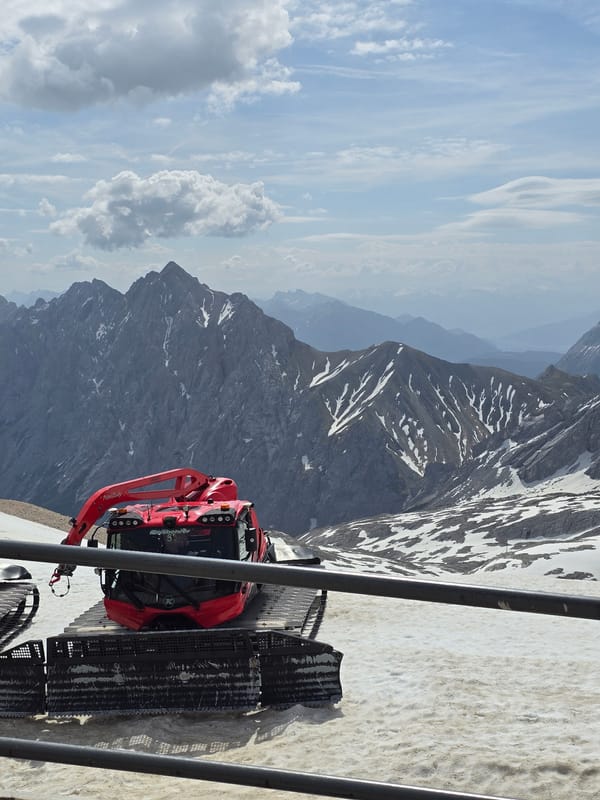 Morning tourism activity captured at Zugspitze summit in Bavaria