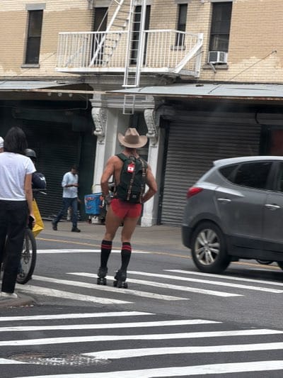 Roller skater and Thai dining captured in NYC