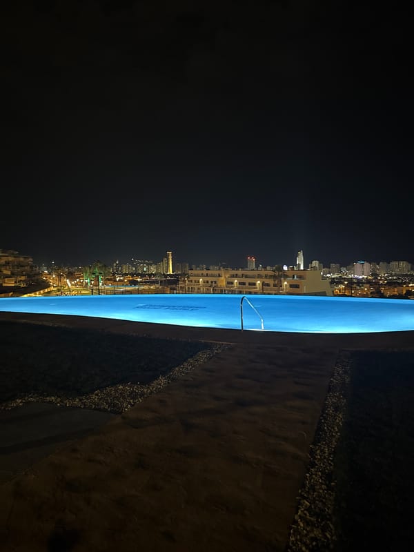 Evening at a Finestrat resort: pool, gym, and grounds