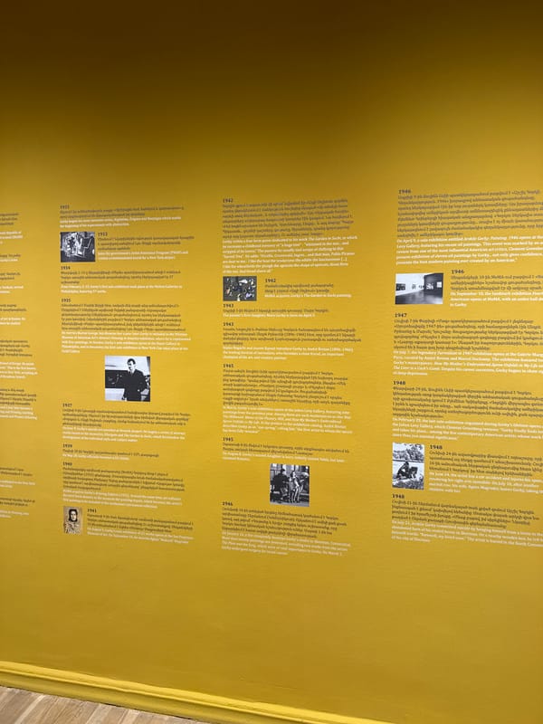 Museum visitor documents artworks and exhibits in Yerevan gallery