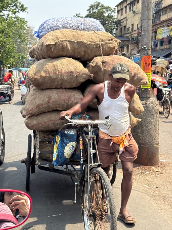 Morning street life and commerce captured in Kolkata