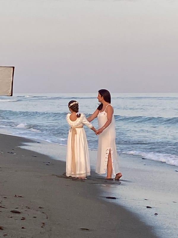 Golden hour photoshoot on Estepona's Mediterranean beach