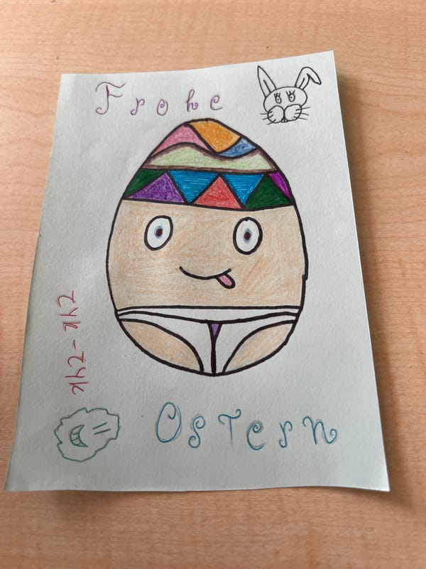 Hand-drawn Easter card spotted in Buzovgrad, Bulgaria