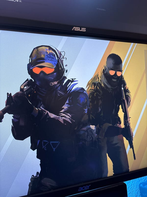 Digital illustration with armed figures displayed on monitors in Kazanlak