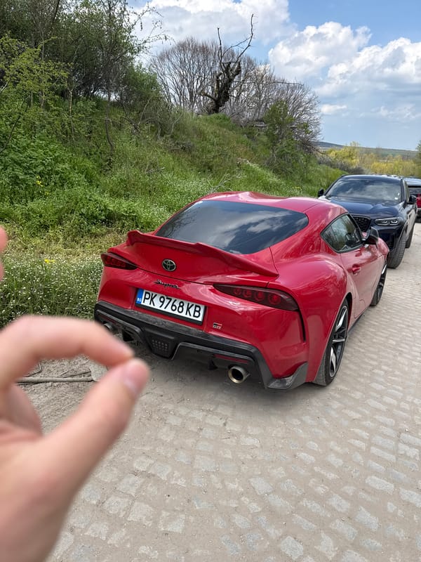 Red Toyota Supra spotted at racing event in Bulgaria
