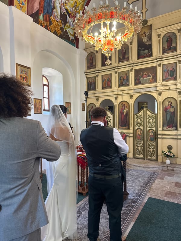 Orthodox wedding ceremony observed in church setting