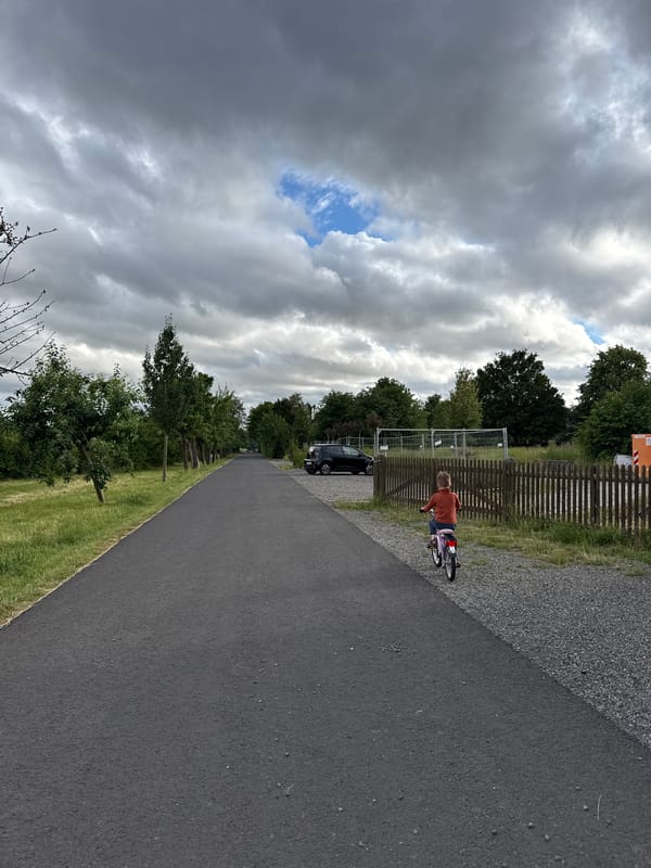 Afternoon out: bikes, a strip mall, and a playground