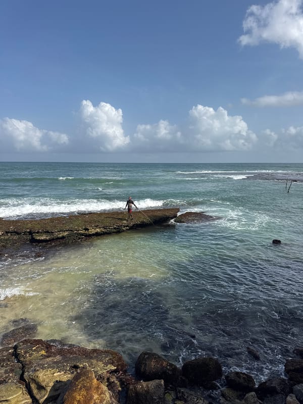 Rock fishing along Sri Lanka's southern coast on a July morning