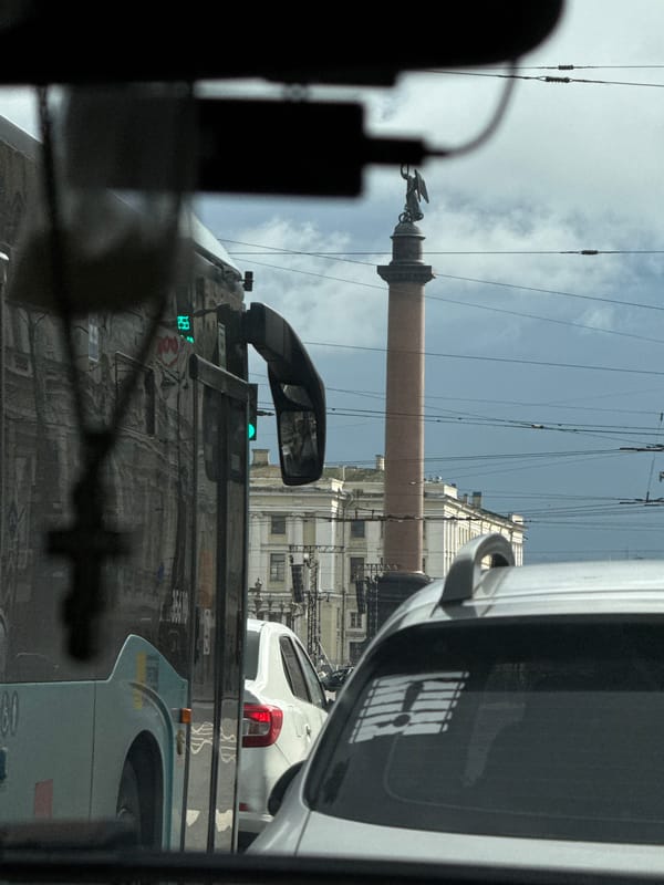 Rolling through Saint Petersburg past the Neva and Peter and Paul Fortress