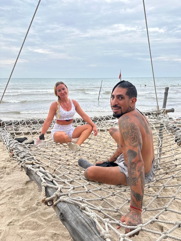 Hanging out at a Mũi Né beach resort at sunset