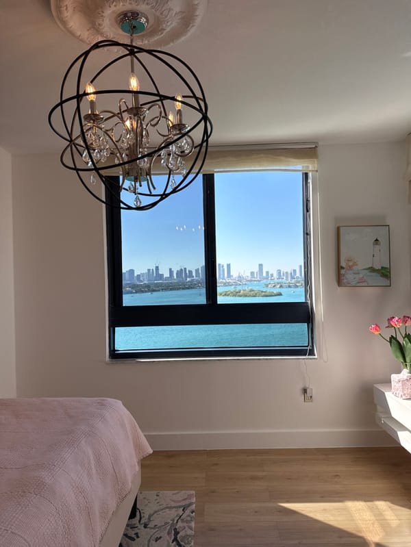 Miami Beach room interior documented with cityscape view