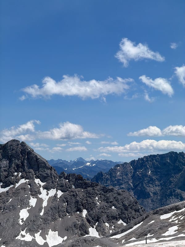 Alpine views and a rest stop deck above Garmisch-Partenkirchen