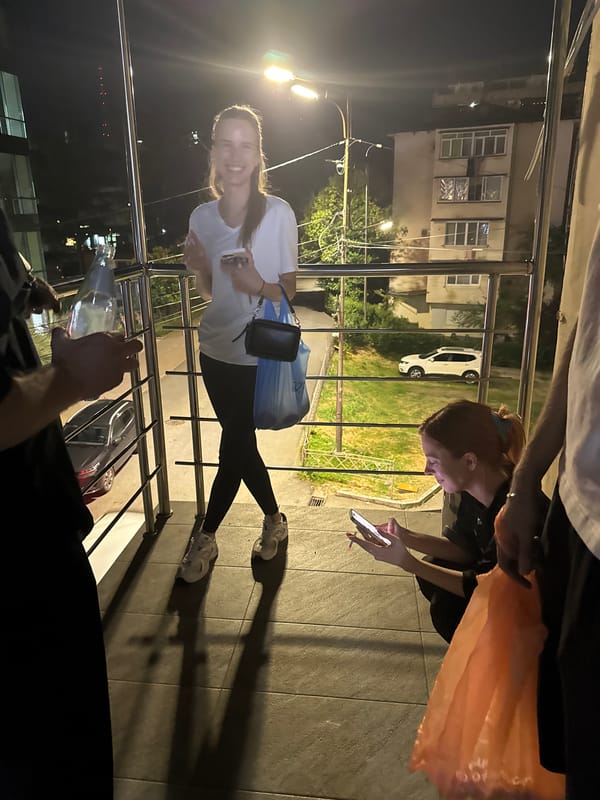 Late-night balcony hangout in Sochi