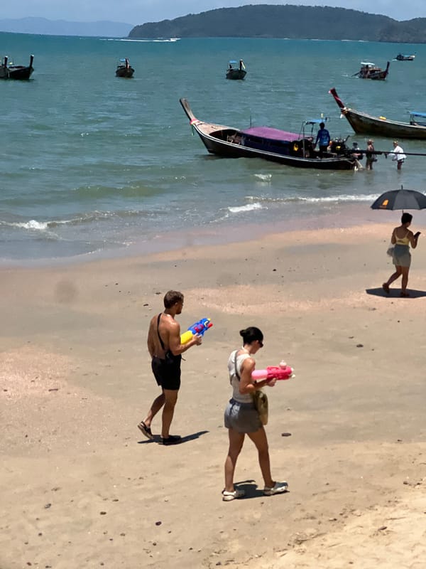 Morning beach scenes captured at Ban Ao Nang, Thailand