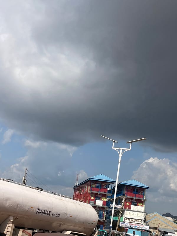 Storm clouds gather over Rafin Par streets, Nigeria