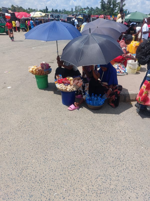 Morning street commerce and transit activity in Dar es-Salaam
