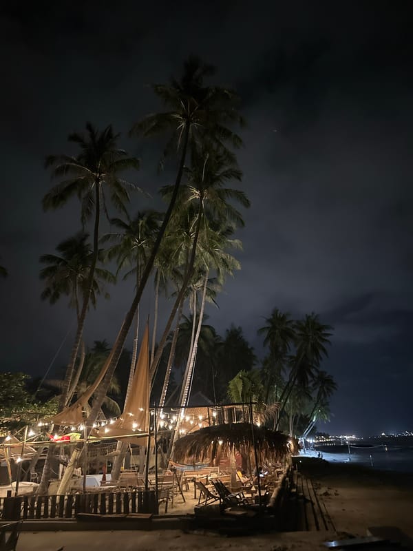 Nighttime beachfront scenes captured in Mũi Né, Vietnam