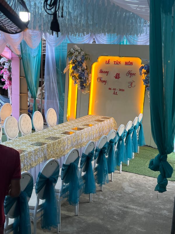 Wedding ceremony preparations underway in Bình An, Vietnam