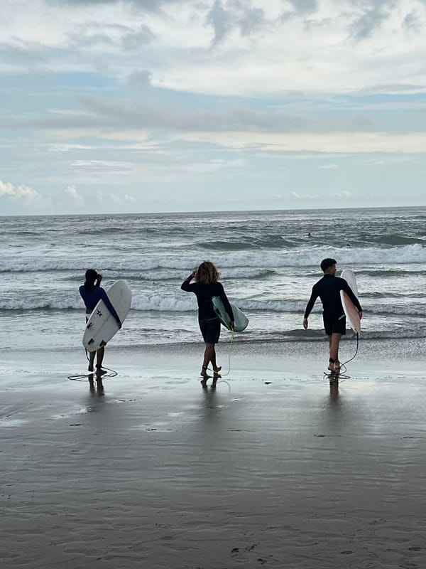 Morning surf activity captured at North Kuta beach