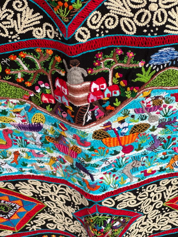 Traditional Mexican textiles and crafts documented at Mexico City market