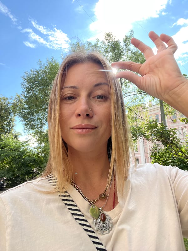 Outdoor selfie moment on a summer afternoon in Moscow