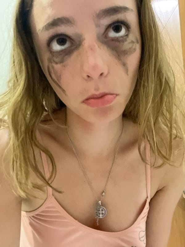 Woman with smeared makeup documented early morning in Mexico