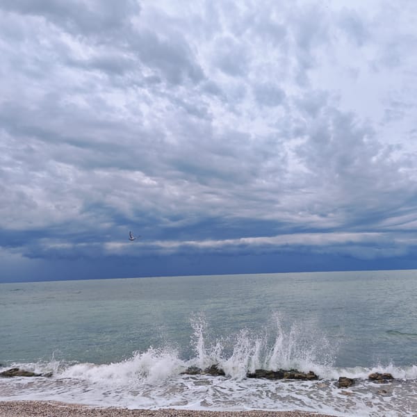 Stormy beach day captured by witnesses in Щелkino, Ukraine