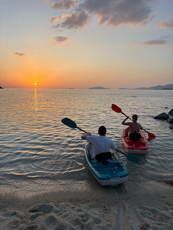 Thai island memories capture sunset kayaking and beach scenes