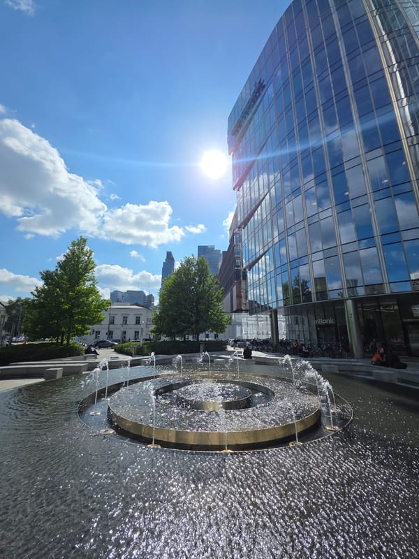 Warsaw's business district on a clear summer afternoon