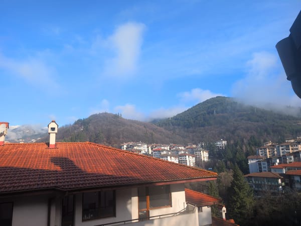 Morning cityscape view captured from elevated position in Smolyan
