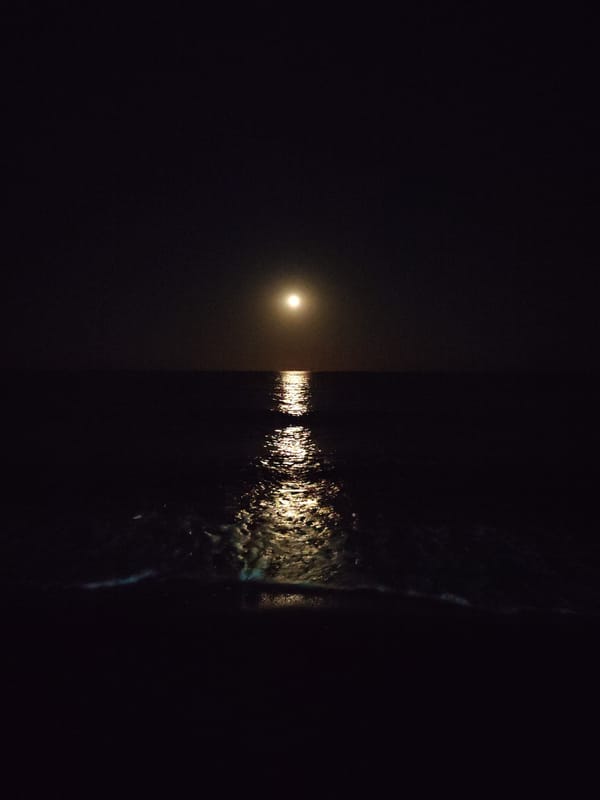 Summer night along the Litohoro shoreline, Greece