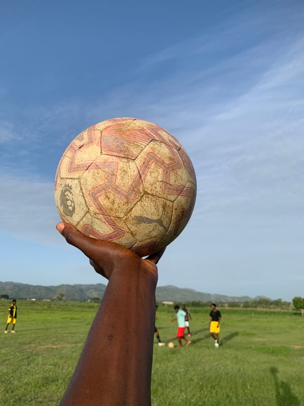 Pickup soccer and courts in Gwafan on a late afternoon