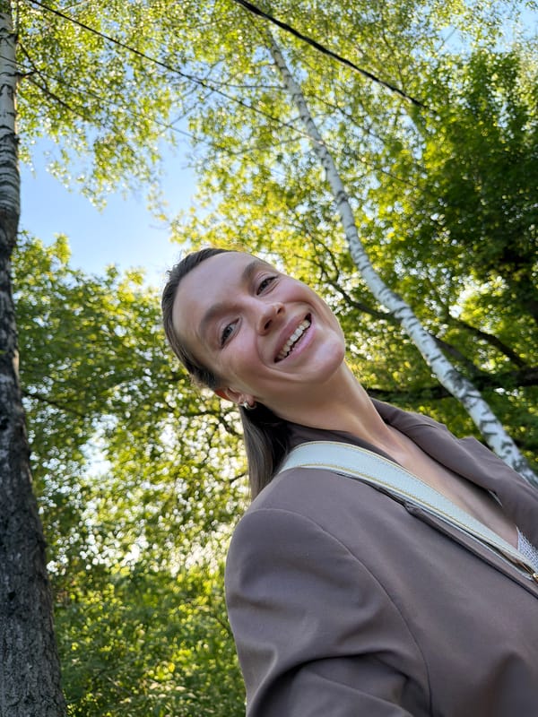 Woman photographed during early morning walk in Tarasovka, Russia