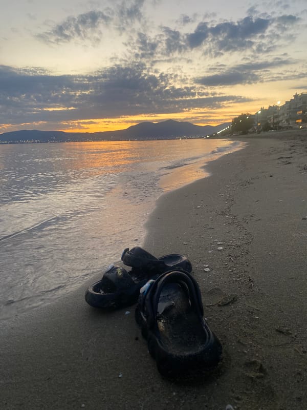 Sunset beach evening in Neoi Epivates, Greece