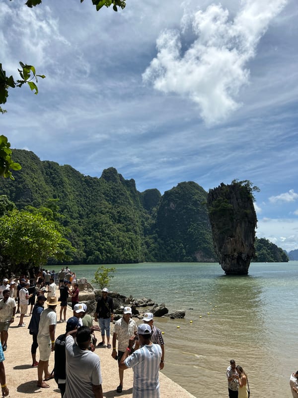 Busy morning at Ko Tapu, James Bond Island, Phang Nga Bay