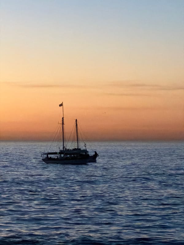 Sailboats navigate choppy Cape Town waters at sunset