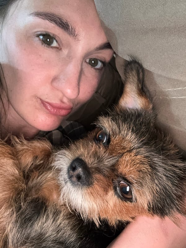 Woman and dog share quiet evening moments in Sochi