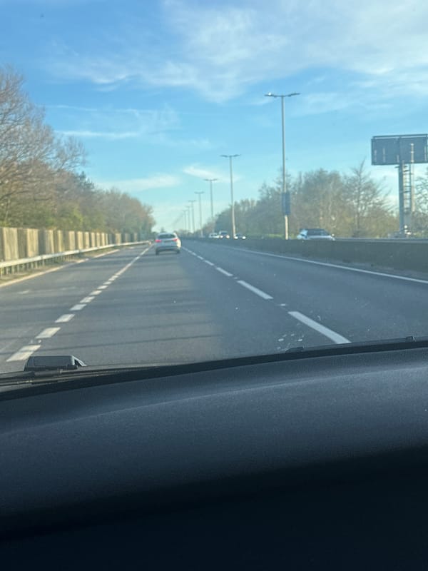 Vehicle travels multi-lane highway in Gorleston-on-Sea
